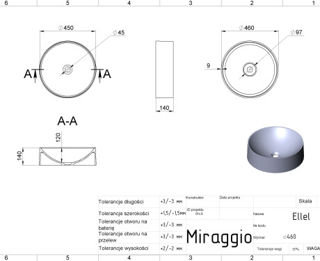 ELLEL MIRASOFT washbasin