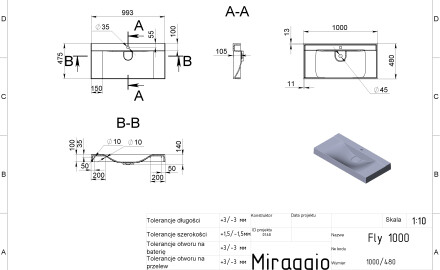 FLY 1000 MIRASOFT washbasin