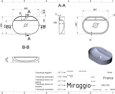 FRANCE MIRASOFT washbasin