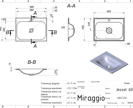 JESSEL 600 MIRASOFT washbasin
