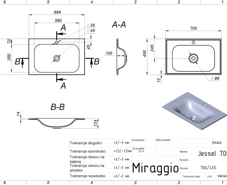 JESSEL 700 MIRASOFT washbasin