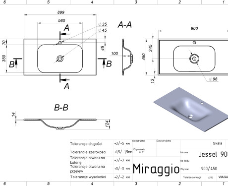 JESSEL 900 MIRASOFT washbasin