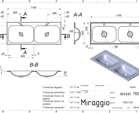 JESSEL 1200-2 MIRASOFT washbasin