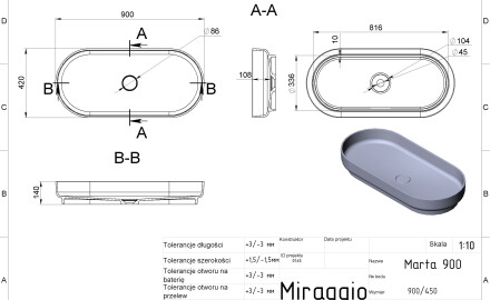 MARTA 900 MIRASOFT washbasin