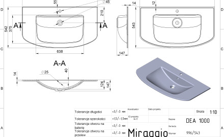 DEA 1000 MATT washbasin