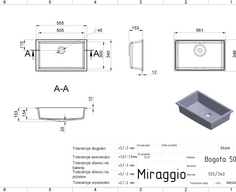 BOGOTA 505 MIRASOFT washbasin