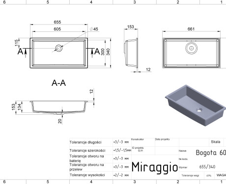 BOGOTA 605 MIRASOFT washbasin