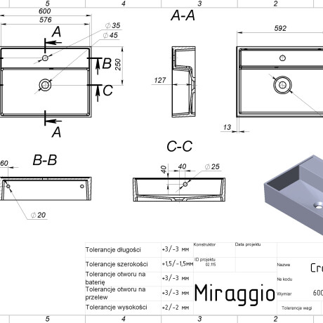 CRASS 600 MIRASOFT washbasin #1