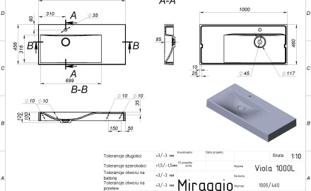 VIOLA 1000 L MIRASOFT washbasin