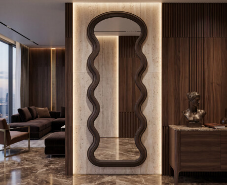 Wavy-shaped mirror in a lacquered UNDULA MDF frame