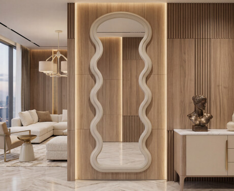 Wavy-shaped mirror in a lacquered UNDULA MDF frame #6