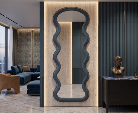 Wavy-shaped mirror in a lacquered UNDULA MDF frame #9