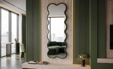 Slim wavy mirror in a lacquered VIPER MDF frame