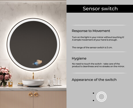 Round Backlit LED Bathroom Mirror L76 #6