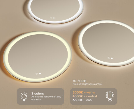 Round Backlit LED Bathroom Mirror L76 90cm - SmartScreen, DualColor #5