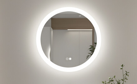 Round bathroom mirror with LED light 60cm with Dual color, Touch Switch, Demister