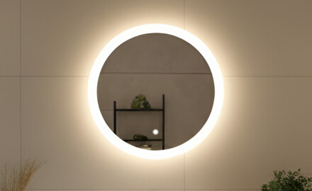 Round bathroom mirror with LED light  with Dual color, Touch Switch