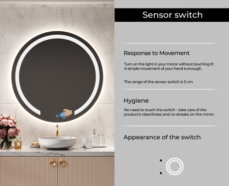 Round Backlit LED Bathroom Mirror L96 #6