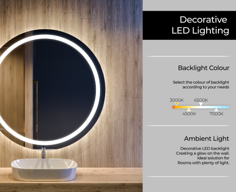 Round Backlit LED Bathroom Mirror L97 #4