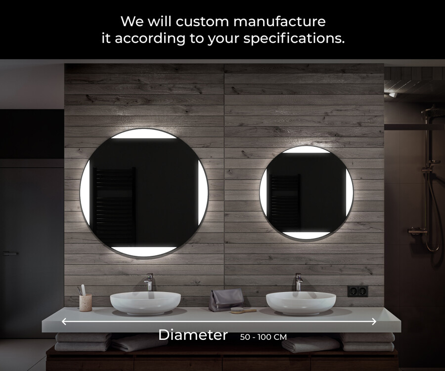 Circle led discount bathroom mirror