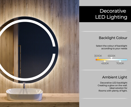 Round Backlit LED Bathroom Mirror L118 #4
