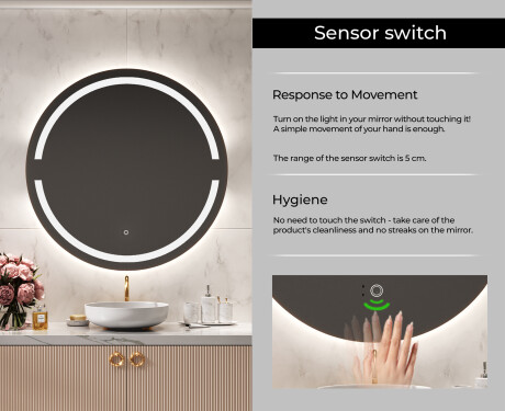 Round Backlit LED Bathroom Mirror L118 #6
