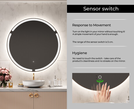 Round Backlit LED Bathroom Mirror L119 #6