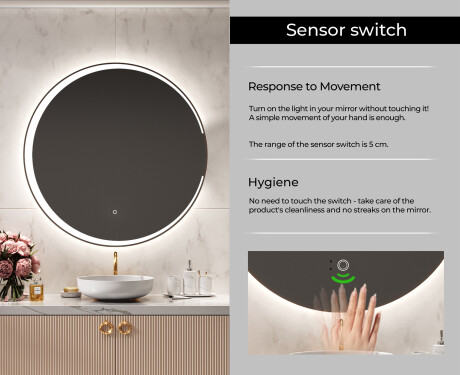 Round Backlit LED Bathroom Mirror L123 #6