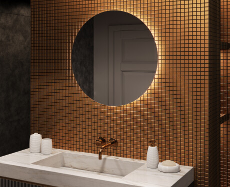 Round Backlit LED Bathroom Mirror 70cm with cool LED color 7000K, warm color 3000K, or neutral color 4500K
