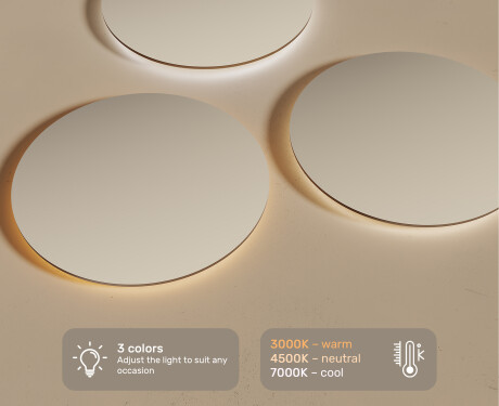 Round Backlit LED Bathroom Mirror 70cm with cool LED color 7000K, warm color 3000K, or neutral color 4500K #3