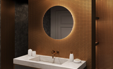 Round Backlit LED Bathroom Mirror 70cm with cool LED color 7000K, warm color 3000K, or neutral color 4500K