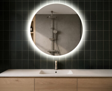 Battery operated bathroom round mirror with lights L82