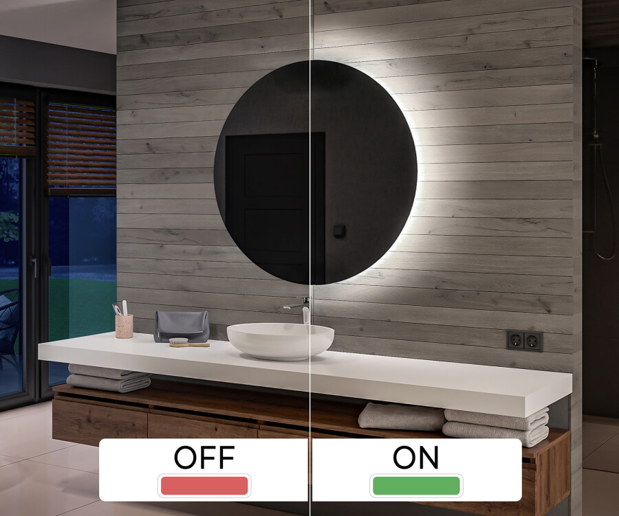 Bathroom mirror with battery operated deals lights