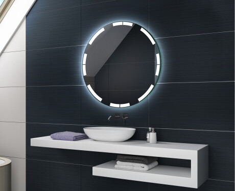 Battery operated round Illuminated bathroom wall mirrors L120 #4