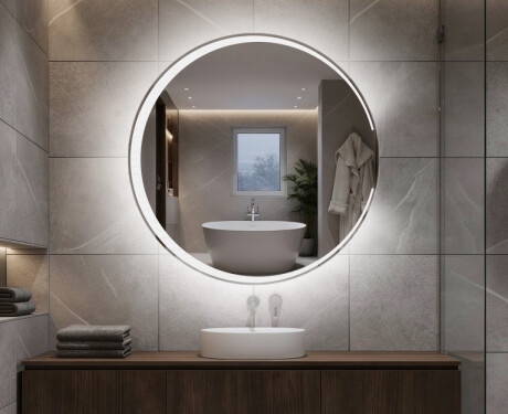 Battery operated round Illuminated bathroom wall mirrors L123