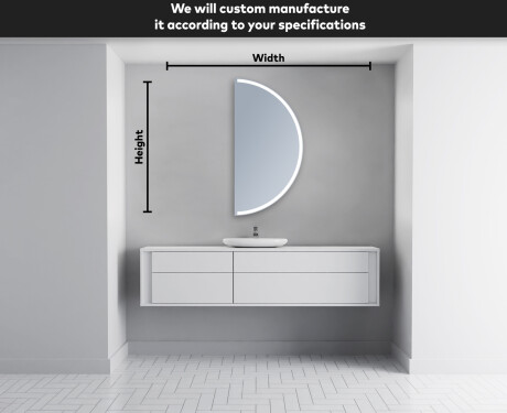 Semi-Circular Mirror with LED illumination A222 #4