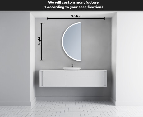 Semi-Circular Mirror with LED illumination D222 #4