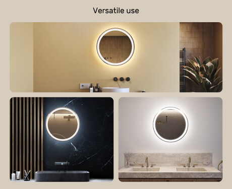 Round Backlit LED Bathroom Mirror 60cm with cool LED color 7000K, warm color 3000K, or neutral color 4500K #2