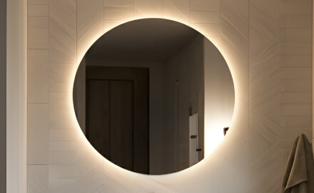 Round Backlit LED Bathroom Mirror 80cm with cool LED color 7000K, warm color 3000K, or neutral color 4500K