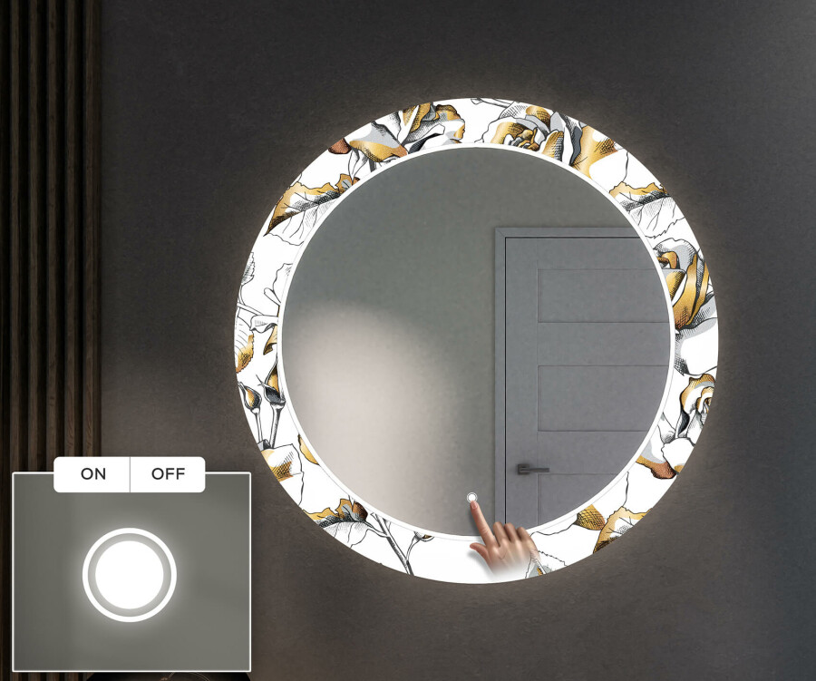 Artforma Round Backlit Decorative Mirror LED For The Hallway Golden