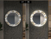 Round Backlit Decorative Mirror LED For The Hallway - Golden Flowers #6