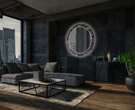 Round Backlit Decorative Mirror LED For The Living Room - Jungle #10