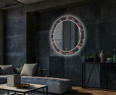 Round Backlit Decorative Mirror LED For The Living Room - Jungle #2