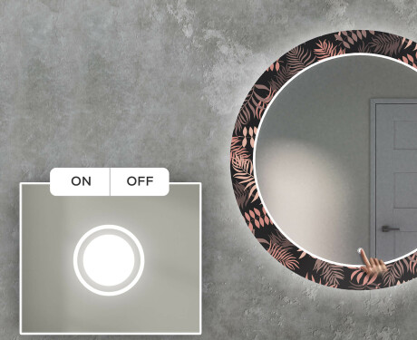 Round Backlit Decorative Mirror LED For The Living Room - Jungle #3