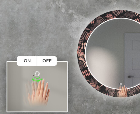 Round Backlit Decorative Mirror LED For The Living Room - Jungle #4