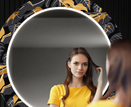 Round Backlit Decorative Mirror LED For The Hallway - Autumn Jungle #10