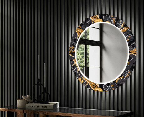 Round Backlit Decorative Mirror LED For The Hallway - Autumn Jungle #2