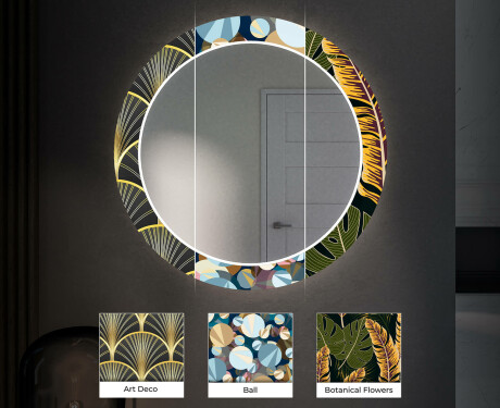 Round Backlit Decorative Mirror LED For The Hallway - Autumn Jungle #5
