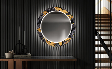 Round Backlit Decorative Mirror LED For The Hallway - Autumn Jungle