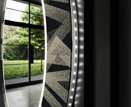 Round Backlit Decorative Mirror LED For The Living Room - Dotted Triangles #9